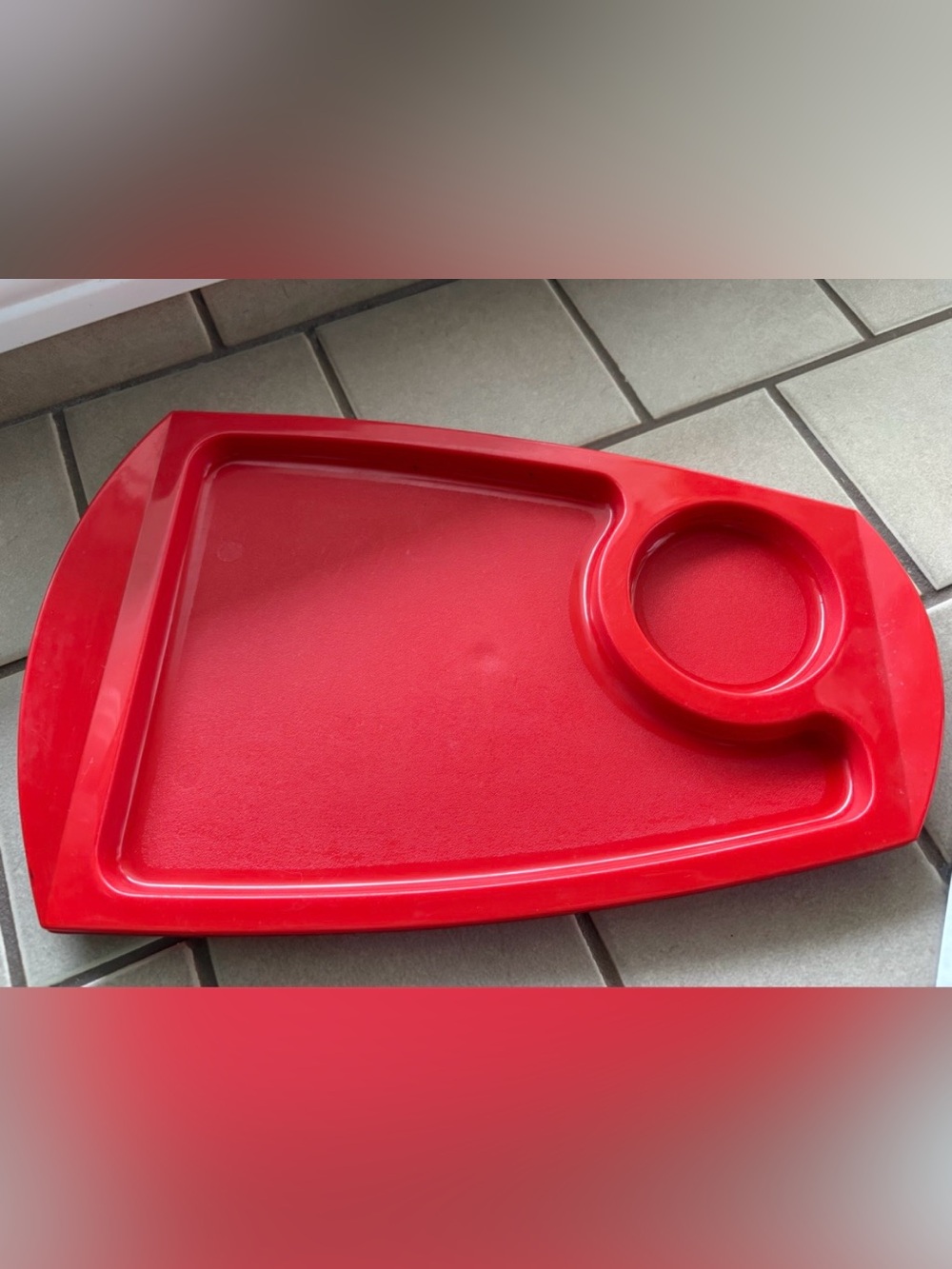 Vintage 1970s FREMWARE Red Plastic Picnic Snack Plate - Model 808